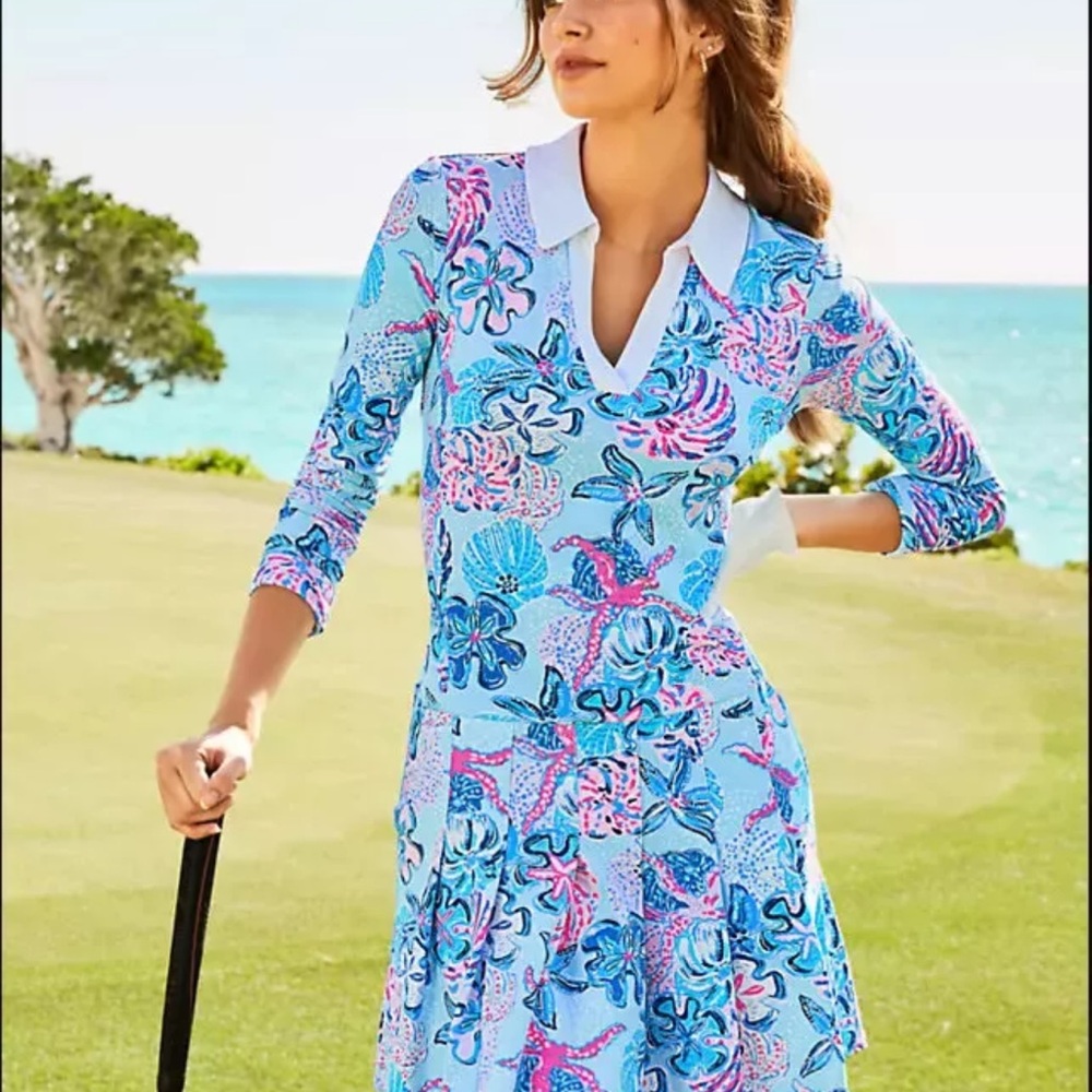 Lilly Pulitzer Luxletic Turtle Club Dress Multi Bahamas Beachcomber Large NWT
